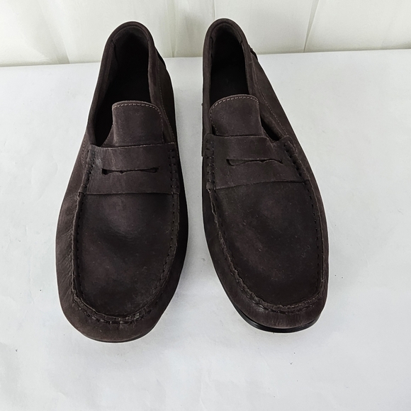 Laurent Effel Chocolate Brown Suede Leather Loafer Driving Shoe Size 44 - Picture 4 of 9